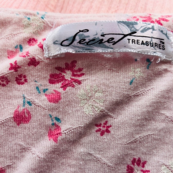 Pink Nightgown Pullover SECRET TREASURES Medium Square Lacy Neck Short Sleeves - Picture 2 of 9